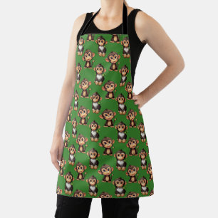 Monkey Pattern Design Yellow  Apron