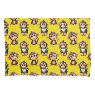 Monkey Pattern Design Yellow  Pillowcase