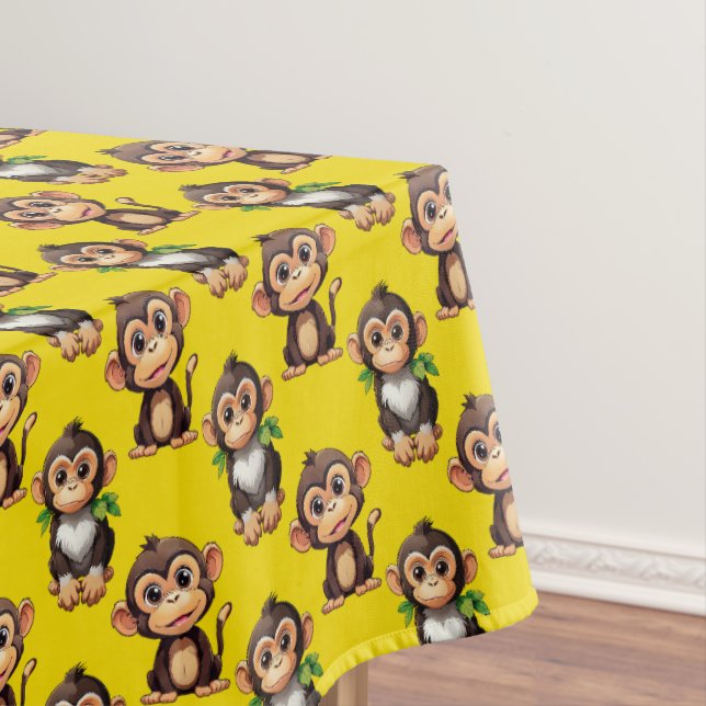 Monkey Pattern Design Yellow  Tablecloth (In Situ)