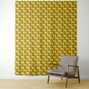 Monkey Pattern Design Yellow Tapestry