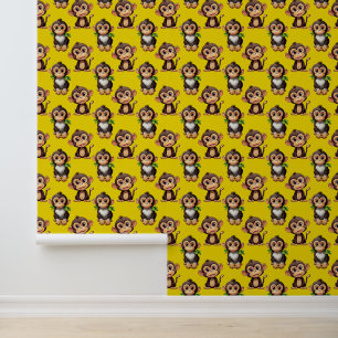 Monkey Pattern Design Yellow Wallpaper