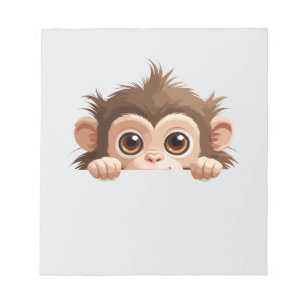 Monkey Peeking Cute Adorable Funny Animal Cartoon Notepad