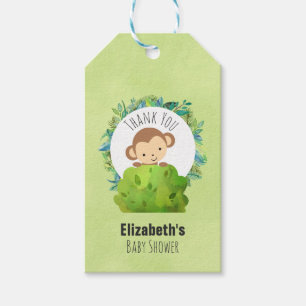 Monkey Peeking Out from Behind a Bush Thank You Gift Tags