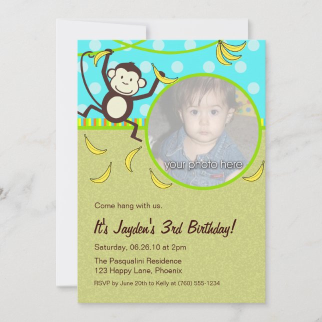 Monkey Photo Invitations (Front)