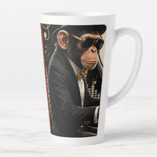 Monkey Playing Piano Music Poster – I Am Music Latte Mug