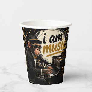 Monkey Playing Piano Music Poster – I Am Music Paper Cups