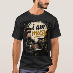 Monkey Playing Piano Music Poster – I Am Music T-Shirt