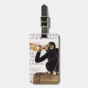 Monkey Playing Trumpet Luggage Tag