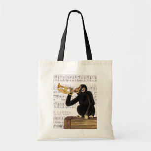 Monkey Playing Trumpet Tote Bag
