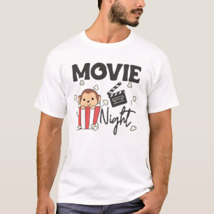 Monkey Popcorn Movie Night Sweet Monkey Movies T-Shirt
