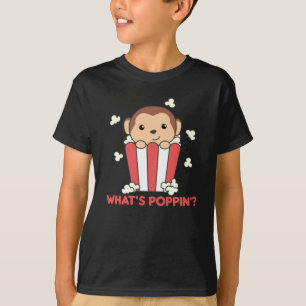 Monkey Popcorn Whats Poppin Funny Pun T-Shirt