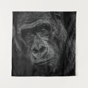 MONKEY PORTRAIT ON BW TAPESTRY