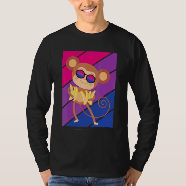 Monkey Pride Bisexual Flag Lgbtq Proud Ally Pride  T-Shirt (Front)