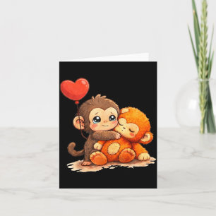 Monkey punch baby cute baby funny animal big love card