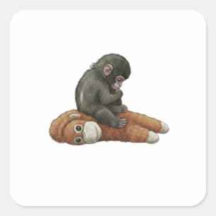 Monkey Punch, Baby Monkey Orangutan Hug Square Sticker