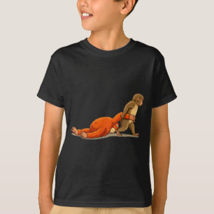 Monkey Punch Graphic Baby Monkey Holding Plush Toy T-Shirt