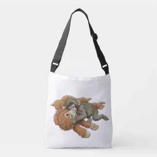Monkey Punch Graphic, Baby Monkey Orangutan Hug  Crossbody Bag