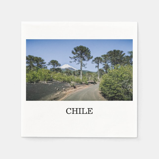 Monkey puzzle trees near volcano in chile napkin (Front)