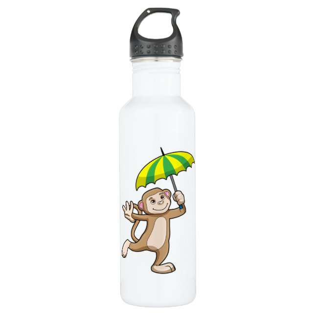Monkey Rain Umbrella 710 Ml Water Bottle (Front)
