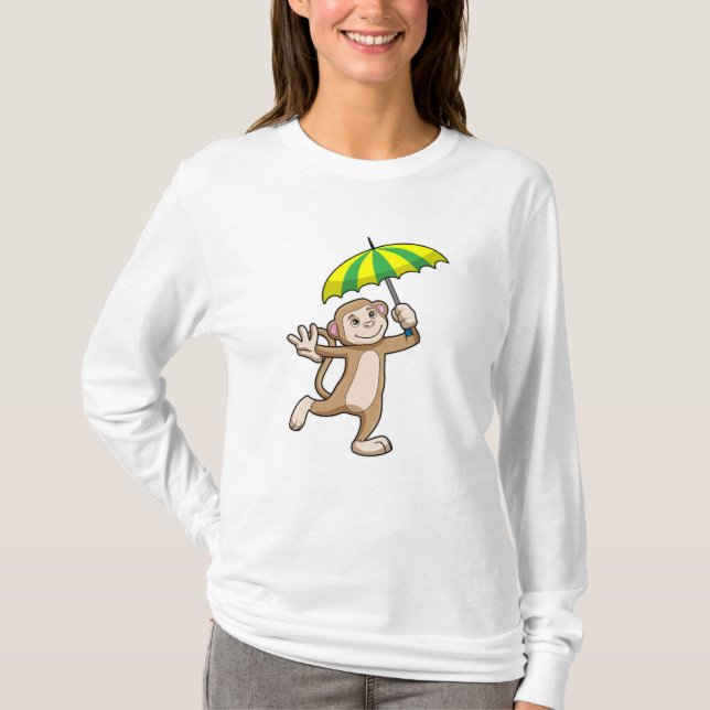 Monkey Rain Umbrella T-Shirt (Front)