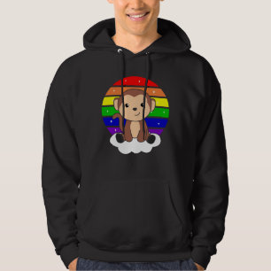 Monkey Rainbow Cloud Cute Animals For Kids Monkeys Hoodie