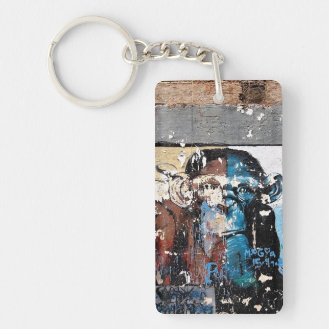 Monkey Rectangle (double-sided) Keychain (Front)