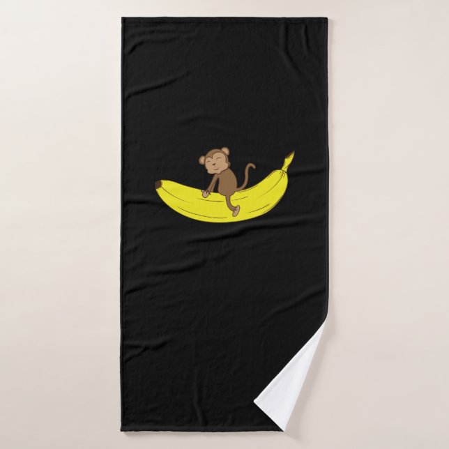 Monkey rides on bananas bath towel (Bath Towel)