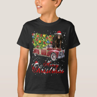 Monkey Rides Red Truck Christmas Pajama T-Shirt