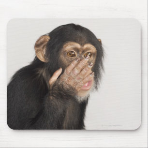 Monkey rubbing its face mouse pad