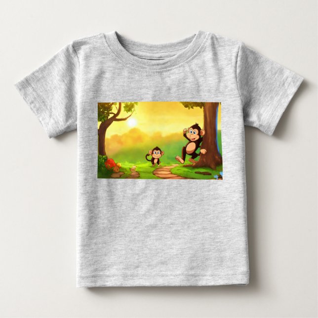Monkey’s Morning Swing Baby T-Shirt (Front)