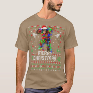 Monkey Santa Hat Animal Christmas Tree Lights Holi T-Shirt