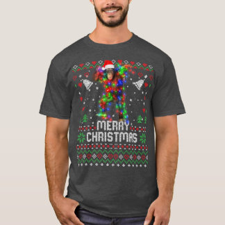 Monkey Santa Hat Animal Christmas Tree Lights Holi T-Shirt