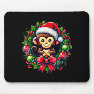 Monkey Santa Hat Christmas Xmas Mouse Pad