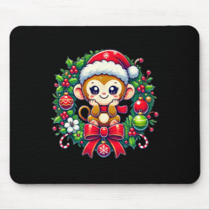 Monkey Santa Hat Christmas Xmas  Mouse Pad