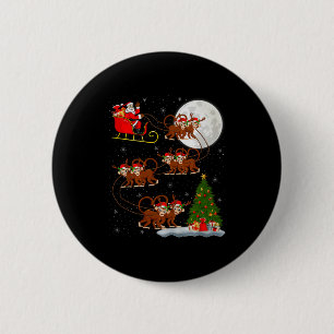 Monkey Santa Sleigh Flying Funny Magical Christmas 6 Cm Round Badge