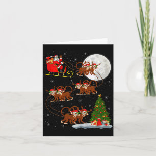 Monkey Santa Sleigh Flying Funny Magical Christmas Card