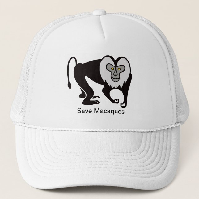 Monkey - Save MACAQUES - Animal lover -Wildlife Trucker Hat (Front)