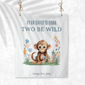 Monkey Second Birthday Banner | Two Wild Tapestry
