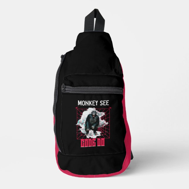 Monkey See Code Do Funny Web Developer Sling Bag (Front)