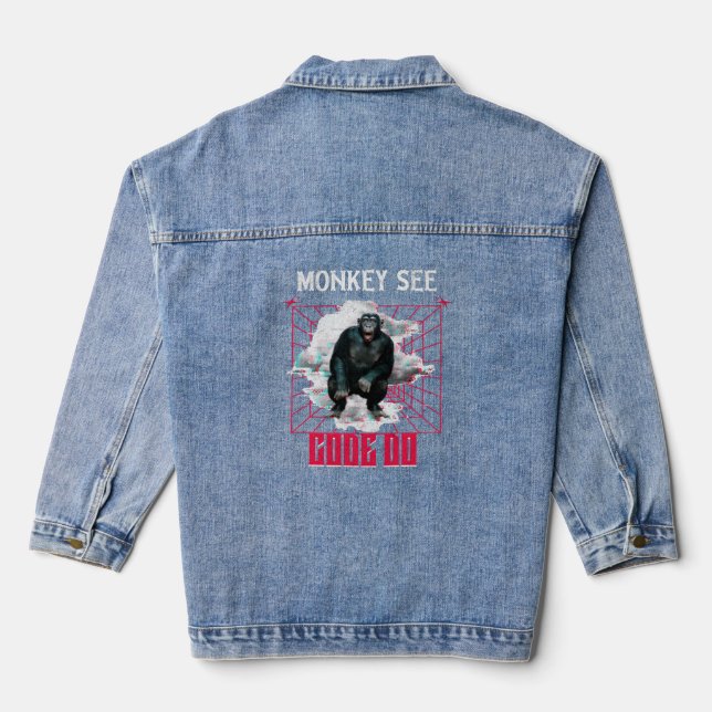 Monkey See Code Do Web Developer Humour Denim Jacket (Back)