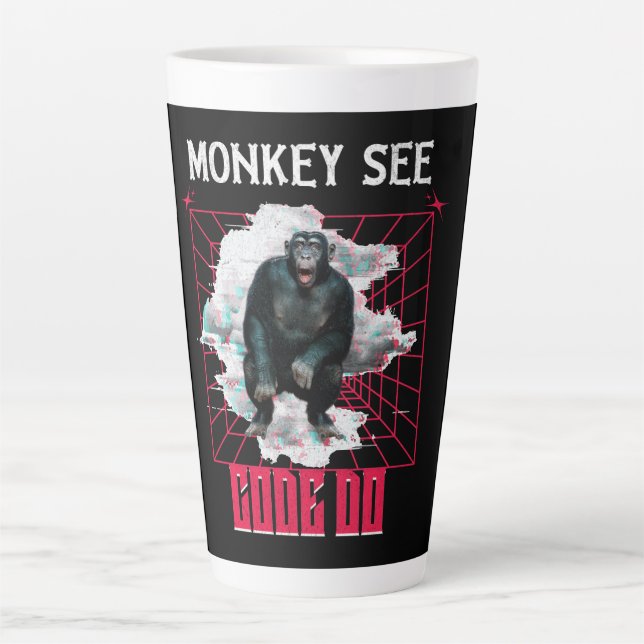 Monkey See Code Do Web Developer Humour Latte Mug (Front)