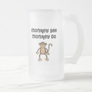 Monkey See, Monkey Do Frosted Glass Beer Mug