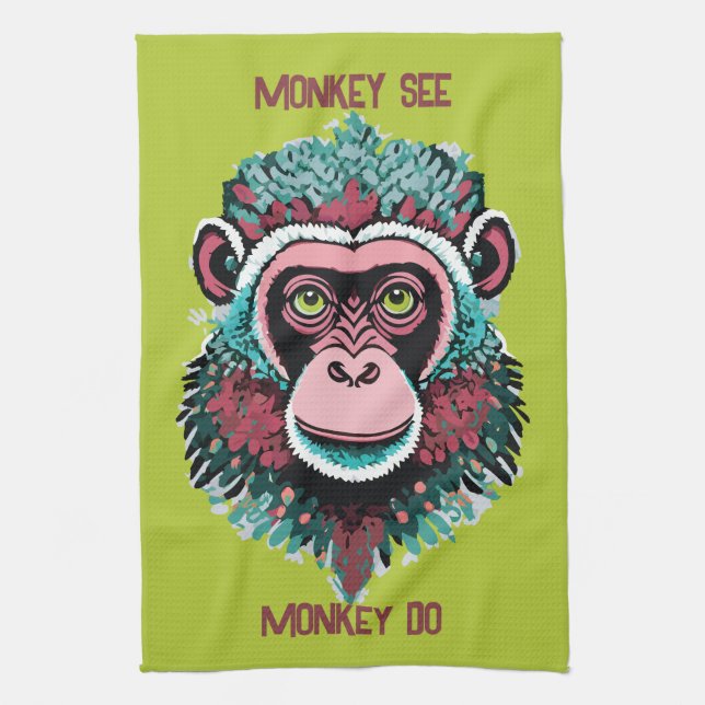 Monkey See, Monkey Do Tea Towel (Vertical)