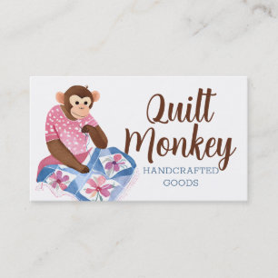 Monkey sewing quilt quilter quilting seamstress business card