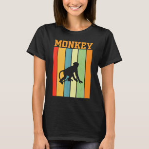 Monkey Shadow Silhouette In Retro Colours T-Shirt