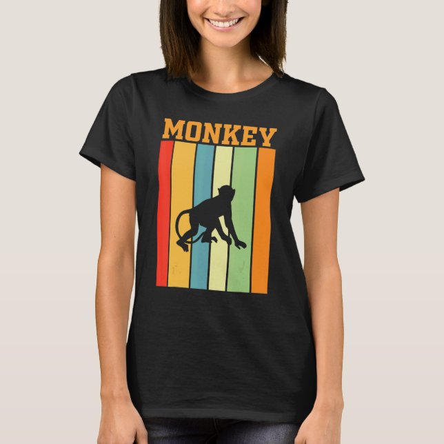 Monkey Shadow Silhouette In Retro Colours T-Shirt (Front)