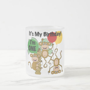 Monkey Shine 1st Birthday Tshirts and Gifts Frosted Glass Coffee Mug