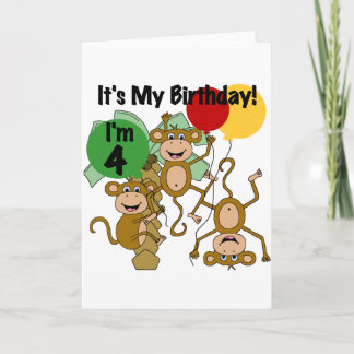 Monkey Shine 4th Birthday Tshirts and Gifts Card