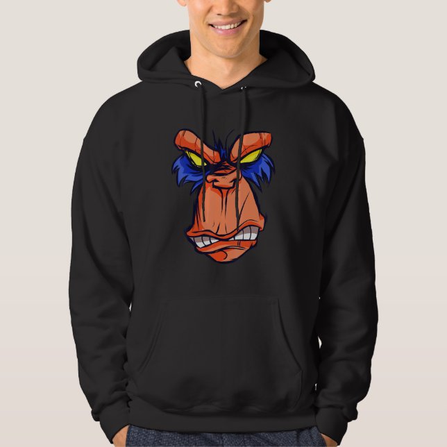 Monkey Shows Teeth Eye Evil Gorilla Hoodie (Front)