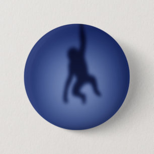 Monkey silhouette 6 cm round badge